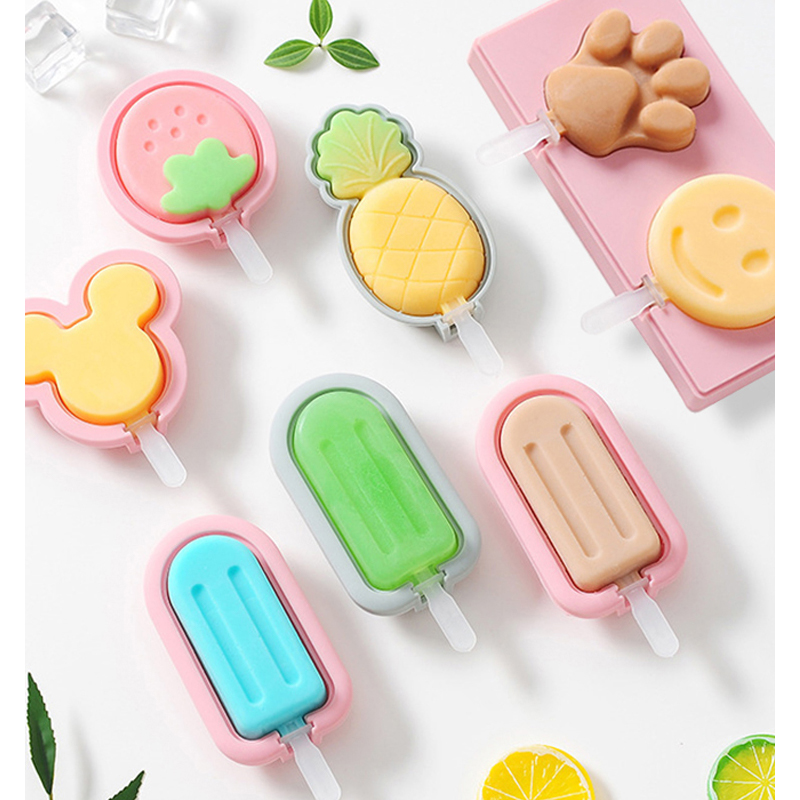 Qijia silicone ice cream mold with cover cartoon3DHome-made jelly children's ice cream stick, popsicle and ice cream